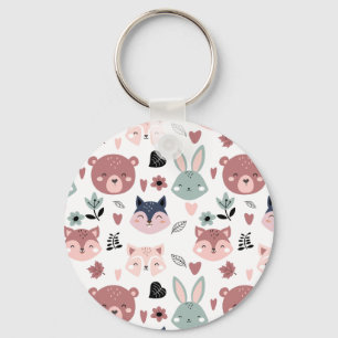 Cute Woodland Animals Forest Friends Nursery Key Ring