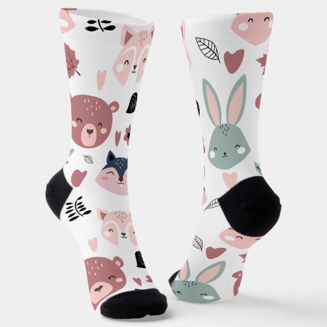 Cute Woodland Animals Forest Friends Nursery Socks (Angled)