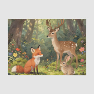 Cute Woodland Animals Forest Scene Tissue Paper