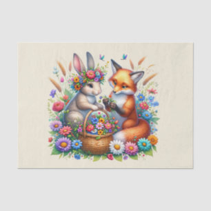 Cute woodland animals fox rabbit tissue paper