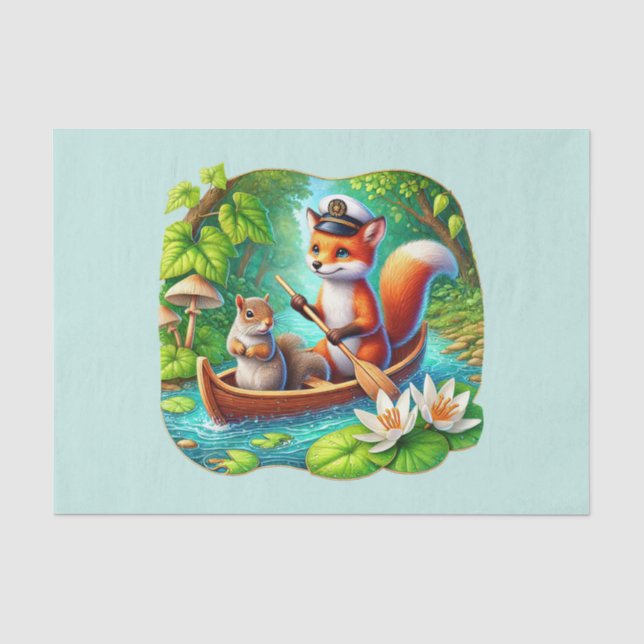 Cute woodland animals fox squirrel tissue paper (Front)