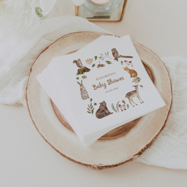 Cute Woodland Animals Gender Neutral Baby Shower Napkin (Creator Uploaded)