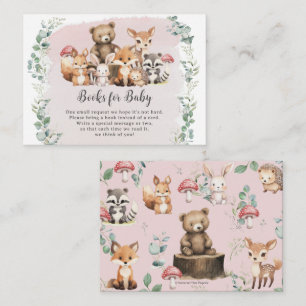 Cute Woodland Animals Girl Shower Books for Baby Enclosure Card