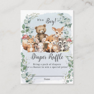 Cute Woodland Animals Greenery Boy Baby Shower Enclosure Card