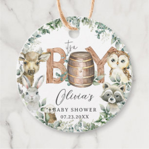 Cute Woodland Animals Greenery Boy Baby Shower  Favour Tags