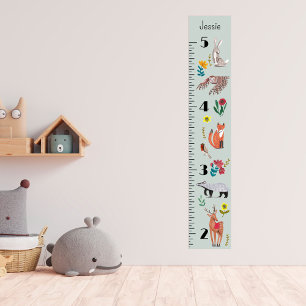 Cute Woodland Animals Growth Chart Personalised