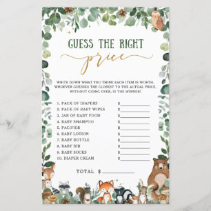 Cute Woodland Animals Guess the Right Price Game