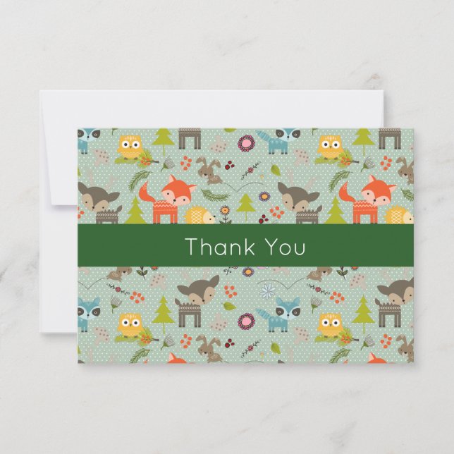 Cute Woodland Animals Illustrated Event Thank You (Front)