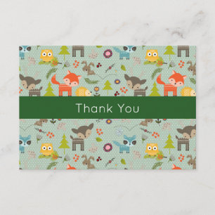 Cute Woodland Animals Illustrated Event Thank You Card