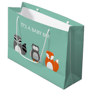 Cute Woodland Animals It's a Baby Boy Large Gift Bag