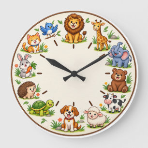 Cute Woodland Animals Kids Nursery Wall Clock