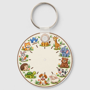 Cute Woodland Animals Kids Nursery Wall Clock Key Ring