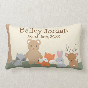 Cute Woodland Animals Lumbar Pillow