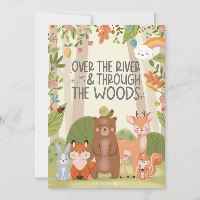 Cute Woodland Animals Nature Forest Birthday Party Invitation (Front)