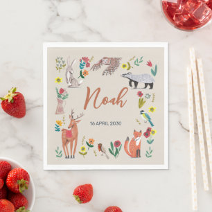 Cute Woodland Animals Neutral Baby Shower Napkin