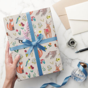 Cute Woodland Animals Neutral Baby Shower Wrapping Paper