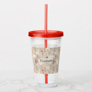 Cute Woodland Animals Nordic Pattern Acrylic Tumbler