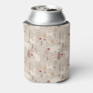 Cute Woodland Animals Nordic Pattern Can Cooler