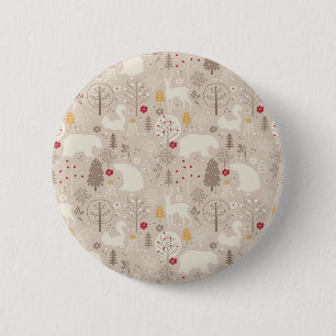 Cute Woodland Animals Nordic Pattern Christmas 6 Cm Round Badge