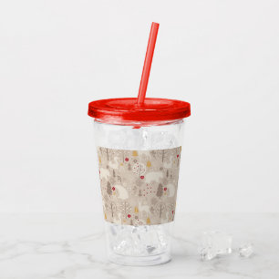 Cute Woodland Animals Nordic Pattern Christmas Acrylic Tumbler