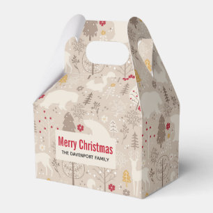 Cute Woodland Animals Nordic Pattern Christmas Favour Box
