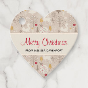 Cute Woodland Animals Nordic Pattern Christmas Favour Tags