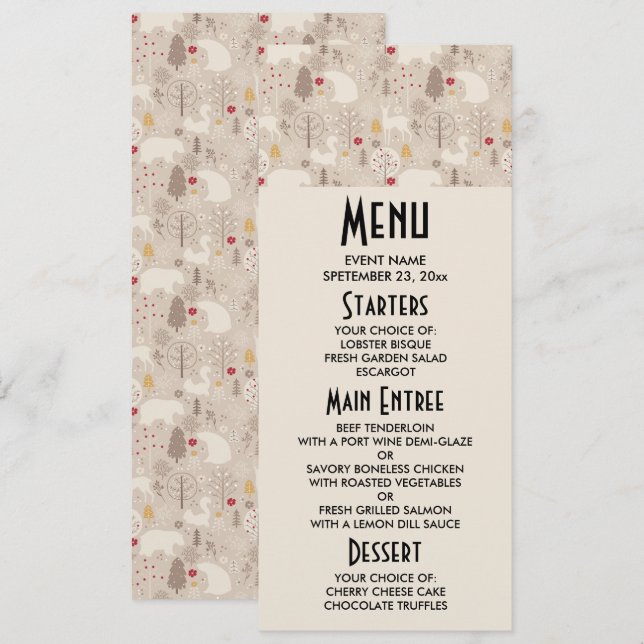 Cute Woodland Animals Nordic Pattern Christmas Invitation (Front/Back)