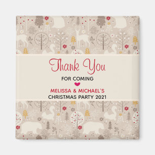 Cute Woodland Animals Nordic Pattern Christmas Magnet