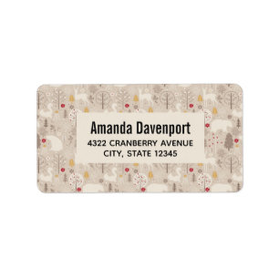 Cute Woodland Animals Nordic Pattern Label