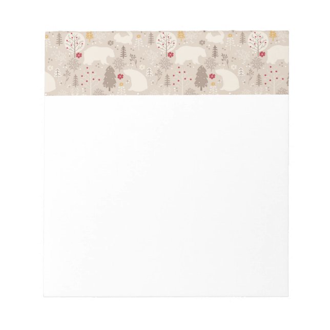 Cute Woodland Animals Nordic Pattern Notepad (Front)