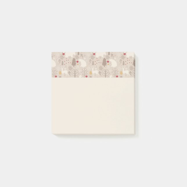 Cute Woodland Animals Nordic Pattern Post-it Notes (Front)