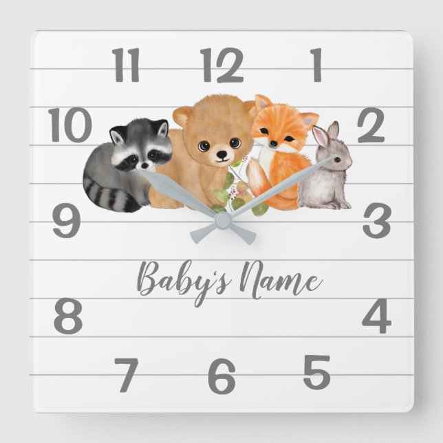 Cute Woodland Animals Nursery Decor Wall Clocks (Front)