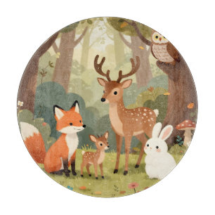 Cute Woodland Animals Nursery Scene Cutting Board