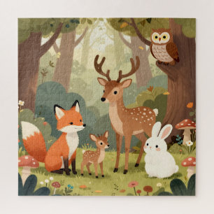 Cute Woodland Animals Nursery Scene Jigsaw Puzzle