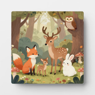Cute Woodland Animals Nursery Scene Plaque