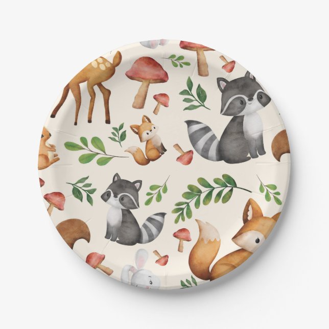 Cute woodland animals paper plate (Front)