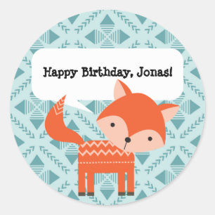 Cute Woodland Animals Personalised Fox Stickers