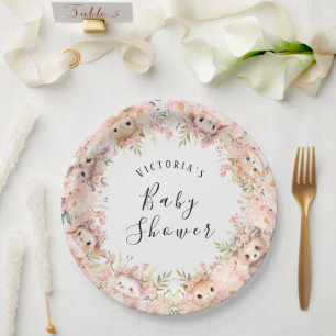 Cute Woodland Animals Personalised Name  Paper Plate