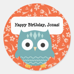Cute Woodland Animals Personalised Owl Stickers