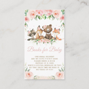 Cute Woodland Animals Pink Floral Books for Baby  Enclosure Card