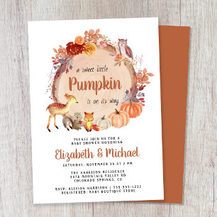 Cute Woodland Animals Pumpkin Couples Baby Shower Invitation