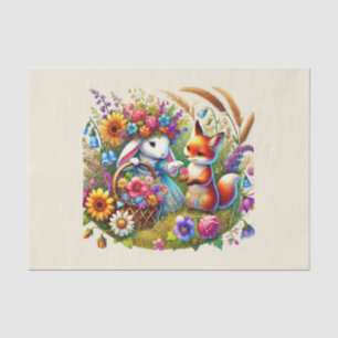 Cute woodland animals rabbit fox tissue paper