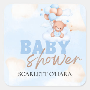 Cute Woodland Animals Rustic Greenery Baby Square Sticker