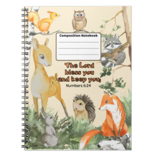 Cute Woodland Animals School Blessing Scripture Notebook