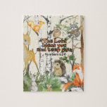 Cute Woodland Animals Scripture Jigsaw Puzzle<br><div class="desc">Jigsaw puzzle with blessing from scripture "The Lord bless you and keep you" and cute watercolor woodland animals. Christian gift for a child for any occasion.</div>