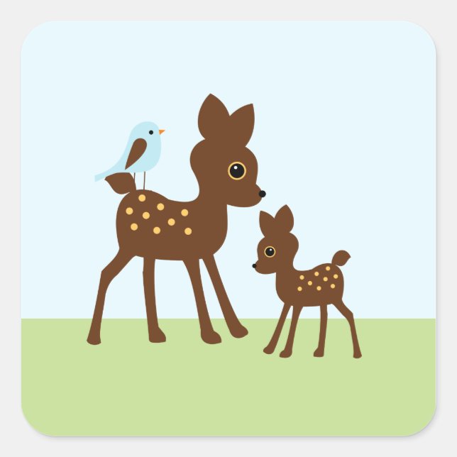 Cute Woodland Animals Square Sticker (Front)