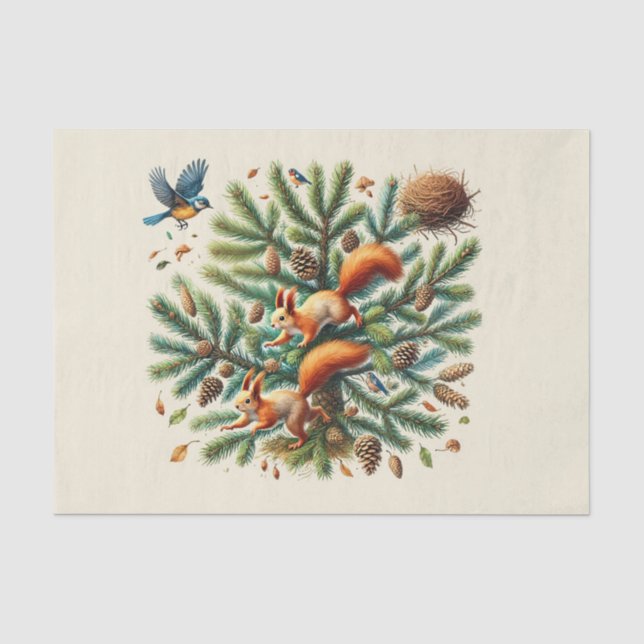 Cute woodland animals squirrel tissue paper (Front)