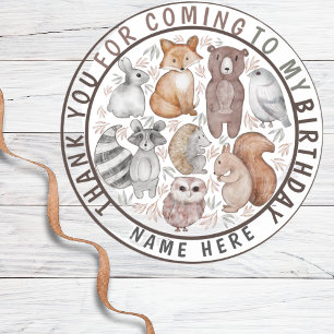 Cute Woodland Animals Thank You Party  Classic Round Sticker