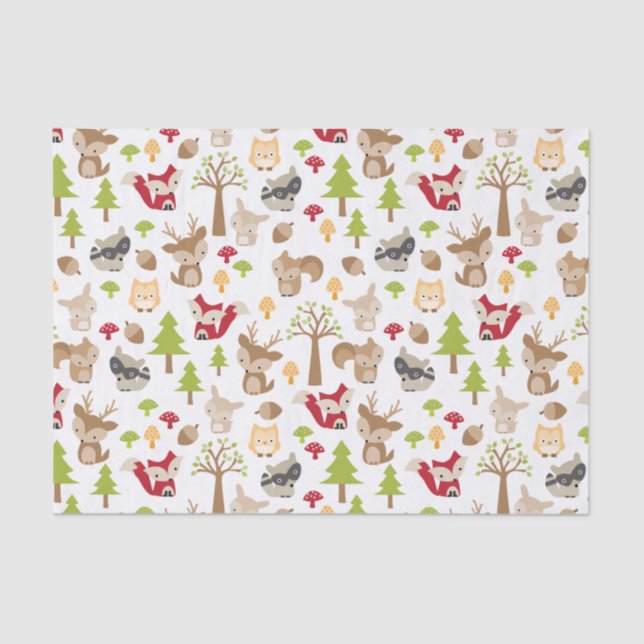 Cute Woodland Animals Tissue Paper (Front)