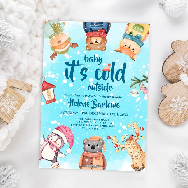 Cute Woodland Animals Winter Baby Shower Invitation (Cute Woodland Animals Winter Baby Shower Invitation)